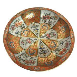 DAHER Made in England Colorful Tin Scalloped Bowl Floral 10" Serving Tray Excell
